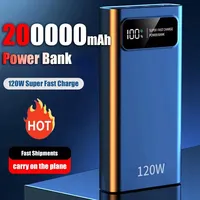 Power Bank à charge super rapide avec affichage numérique, batterie haute capacité, 200000mAh, 120W, iPhone 15, Samsung, Xiaomi, 14 1